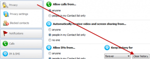 how to clear skype chat